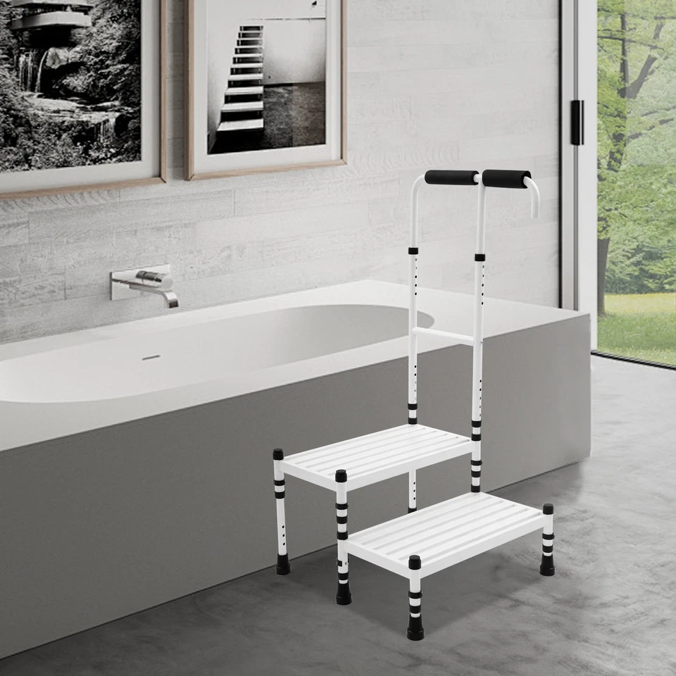 Adult Ramp with Handrail Metal Stepping Stool 2 Steps Stool with Handle - Image 3 of 4