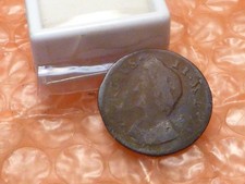 Original 1737 George II Colonial Farthing Type I Helmet Head #CC