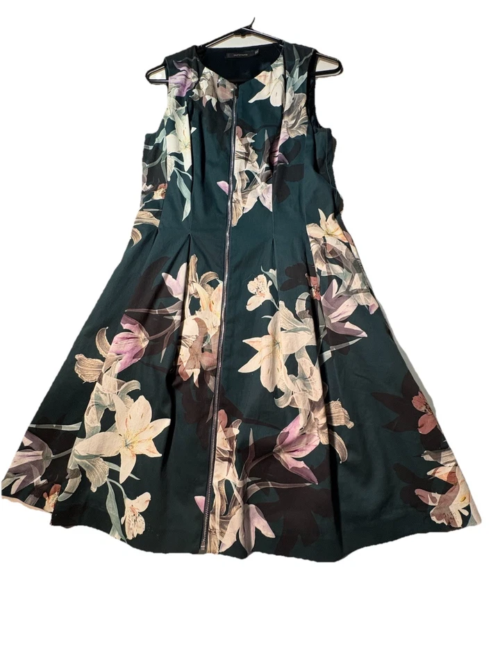 Ladies dress Portman’s ,size 10 designer Zipper Front lined black satin ,#185