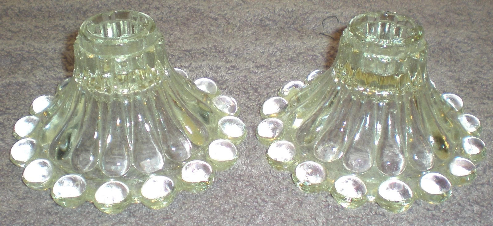 2 Anchor Hocking Boopie Beaded Base Candle Holders – VERY NICE