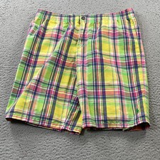 Vintage Polo Ralph Lauren Shorts Mens XL Madras Plaid Colorful Nylon Blend