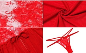 Sexy Lingerie for Women See Through Babydoll Lace Kimono Set with Thong Gift USA