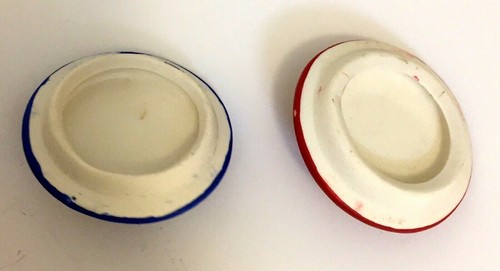 Set Of 2 Charlie Zabarte Funky Snowman Ceramic Candle Jars Christmas Blue & Red - Picture 9 of 12