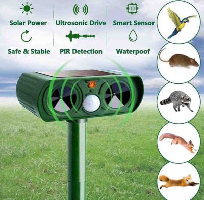 Ultrasonic Solar Animal Repellent, Cat Repellent Outdoor, Rat, Squirrel, Skunk