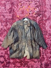 Vintage Full Length Leather Coat - Black And Brown - Unisex Large