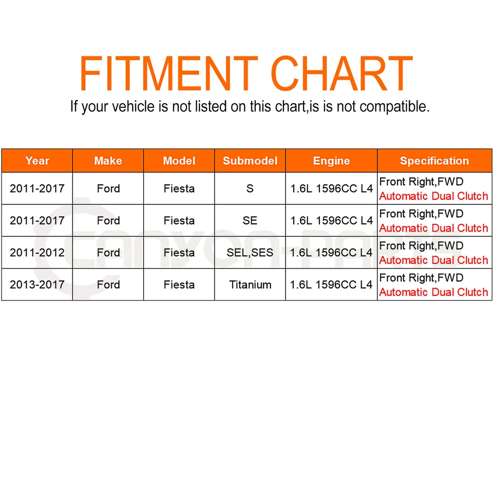 Eixo dianteiro direito CV para 2011-2017 Ford Fiesta automático dupla embreagem Trans - Imagem 2 de 4