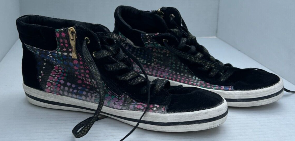 Kate Spade Keds Double Up Hi Top Sneakers Women 6 38 Black Multi Color Lace  up | eBay
