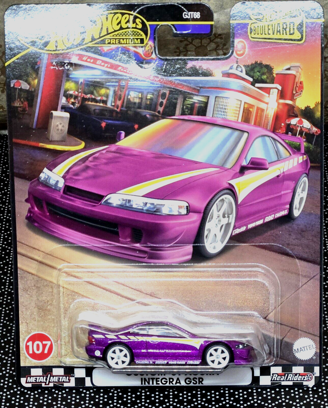 2024 Hot Wheels Boulevard Custom '01 Acura Integra GSR #107 Purple & Yellow