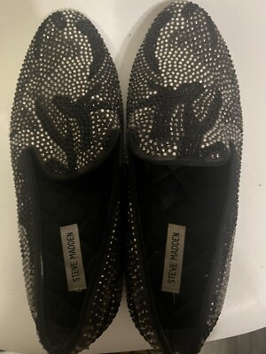 Steve Madden Caviarr Black Loafers Men’s Size Studded Slip On Shoes
