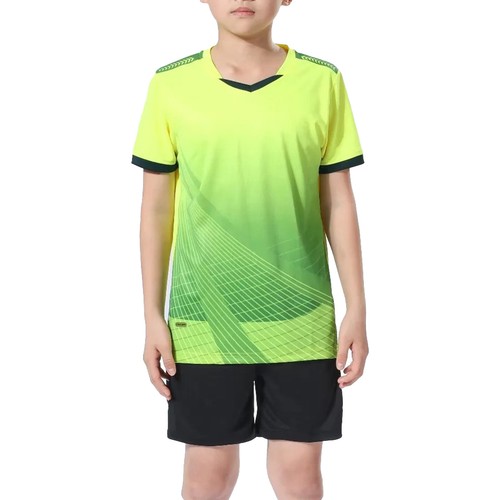 Unisex Kids Boys Football Uniform Gradient Color T-shirt With Shorts Sports - Picture 57 of 79