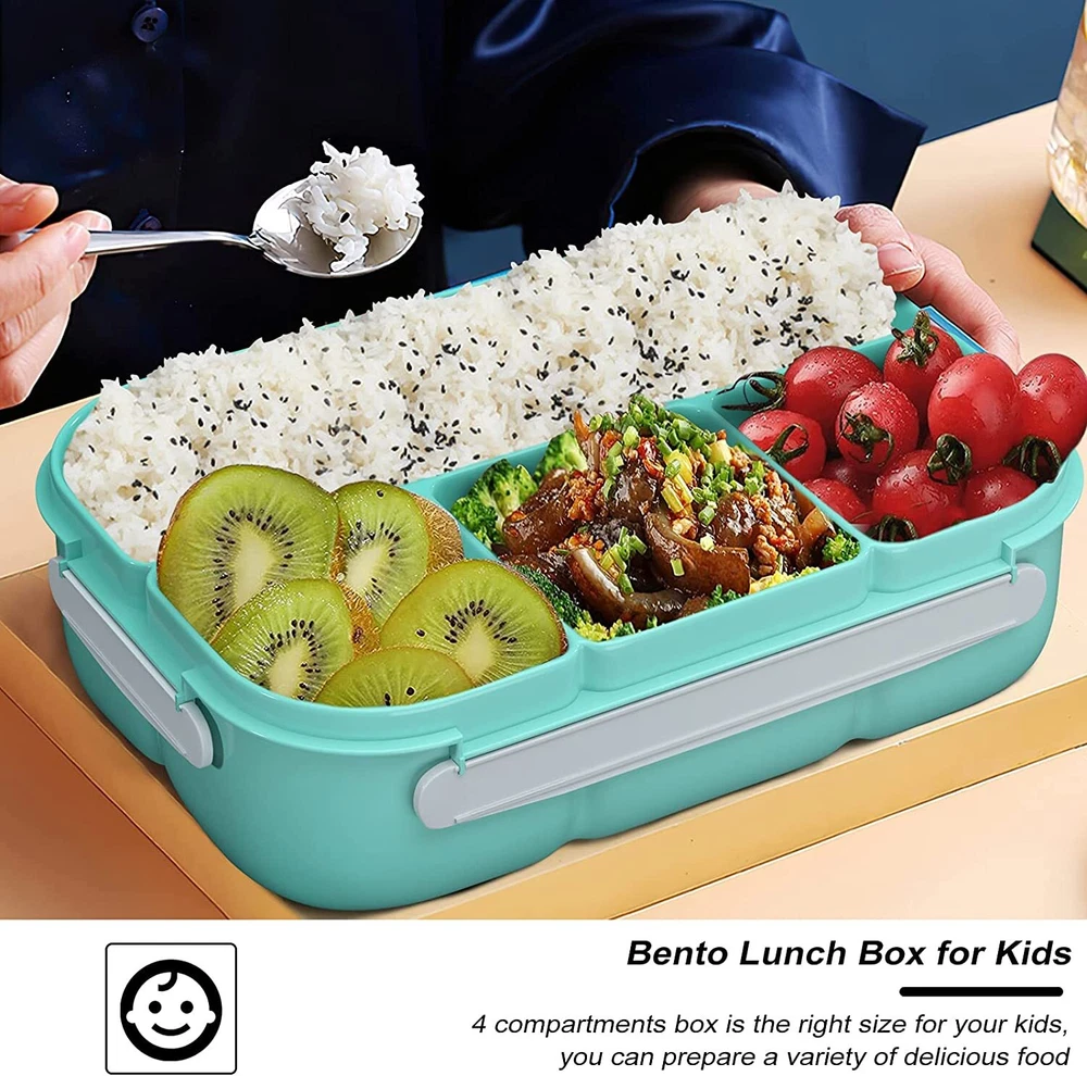 Bento Box Adult Lunch Box 4 Compartments Containers for Adults Kids with Utensil