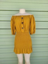ZARA WOMEN YELLOW  MUSTARD RUSTIC DRESS SIZE S 2157/058 NEW