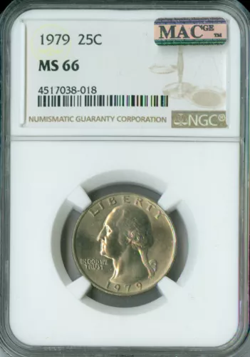 1979 WASHINGTON QUARTER NGC MS66 PQ 2ND FINEST GRADE MAC SPOTLESS .