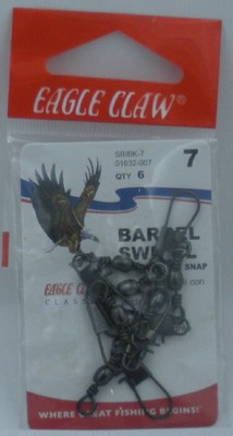 Eagle Claw 01032-007 Schwarz Interlock Snap Drehbar Größe 7 6CT