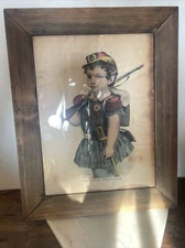 Antique Original CURRIER & IVES Hand Colored Lithograph”The Little Volunteer" NY