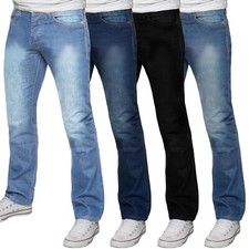 Kruze Mens Jeans Straight Leg Basic Stretch Denim Trousers Pants UK Waist Sizes