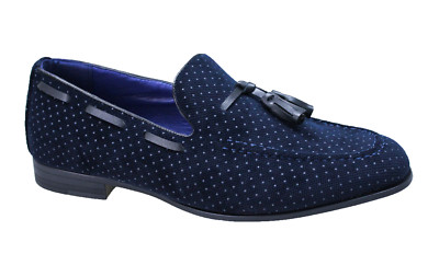 Scarpe mocassini uomo Class invernali blu fantasia a pois nuovi eleganti  casual | eBay