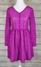 Victoria's Secret Womens Lace Fit & Flare Dress A-Line Long Sleeve Purple Size 2
