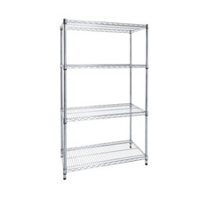 Commercial 4 Tier Chrome Wire Shelving - 6ft Height for Garage, Catering, Office