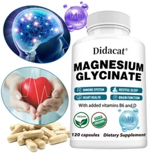 Magnesium Glycinate 400mg - Supports Sleep, Stress Relief Brain Heart Health
