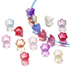 200x Tranparent Frosted Flower Acrylic Beads Tulip Bead Caps Pick Color 10x9x7mm