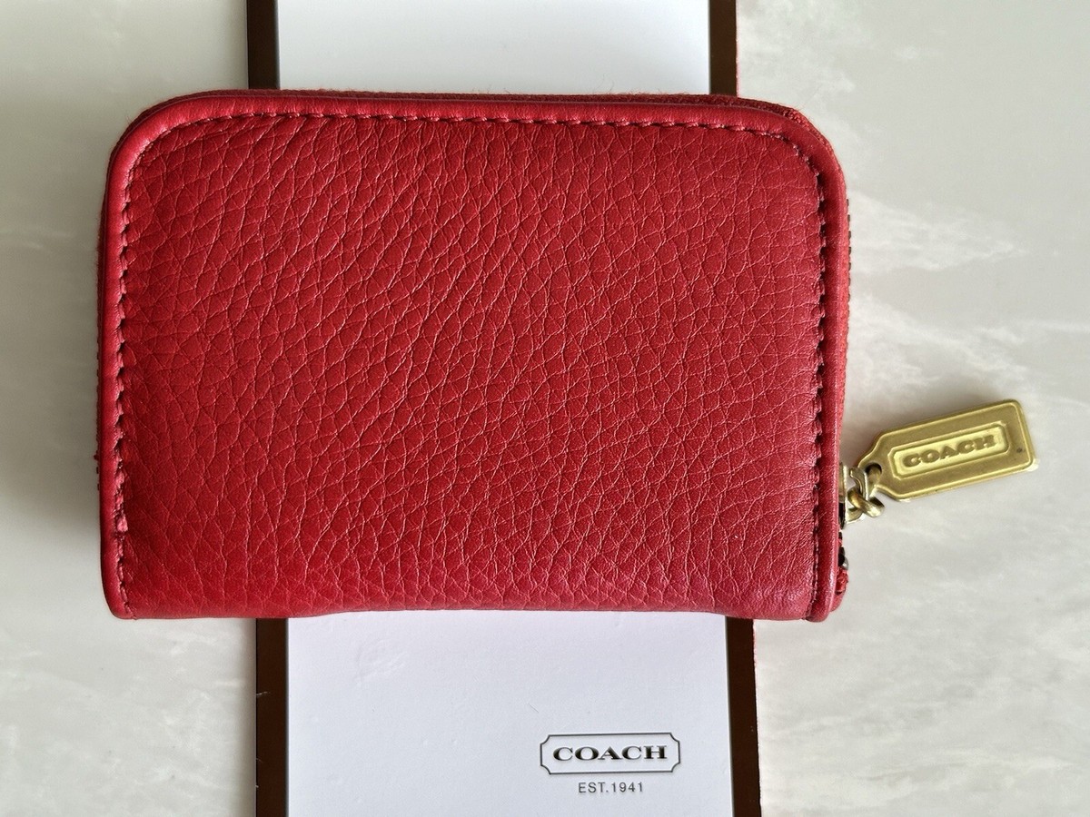 COACH VINTAGE SONOMA RED LEATHER ZIP AROUND COIN/CARD CASE WALLET