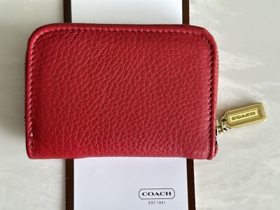 COACH VINTAGE SONOMA RED LEATHER ZIP AROUND COIN/CARD CASE WALLET