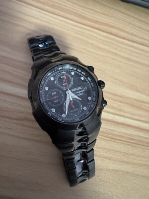 Seiko Watch 7T62-0GM0 Mens Wristwatch Jewelry Black Stainless Made - Main Image