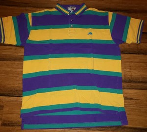 Perlis Crawfish Striped Mardi Gras Polo Mens Short Sleeve Shirt New Orleans SM | eBay