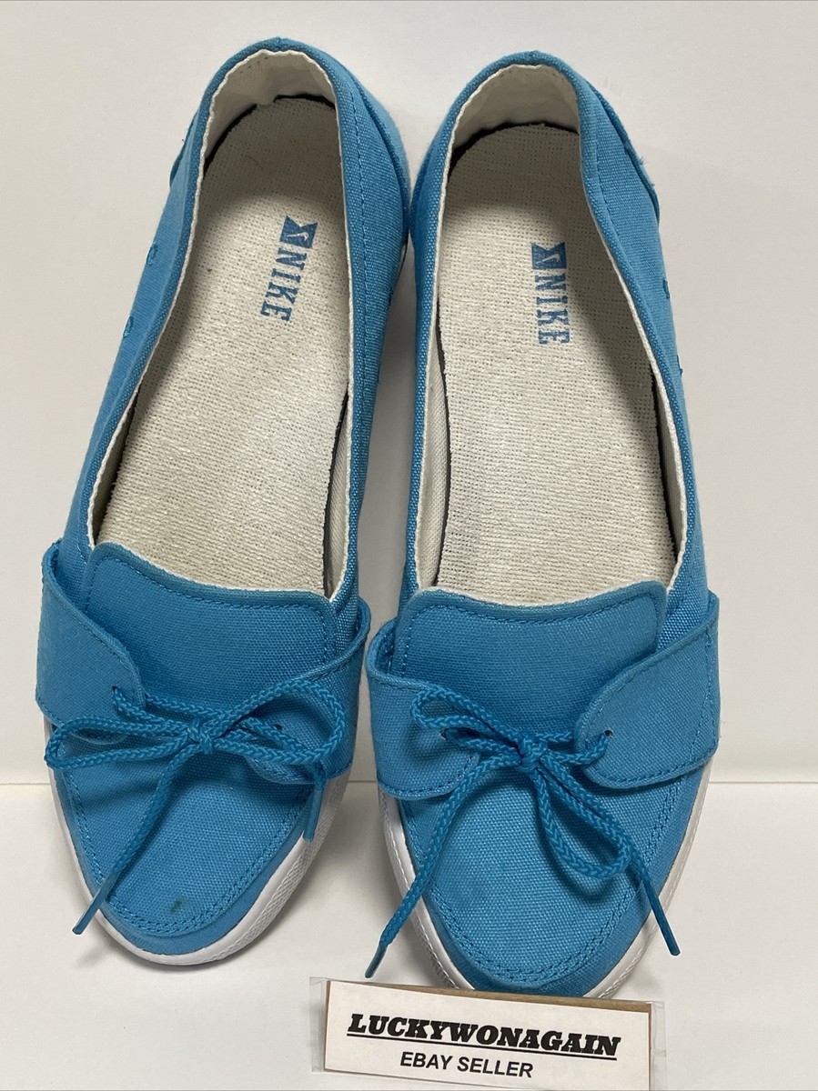 Nike Womens Balsa Lite 454296-401 Blue White Canvas Casual Slip On Shoe  Size - Main Image