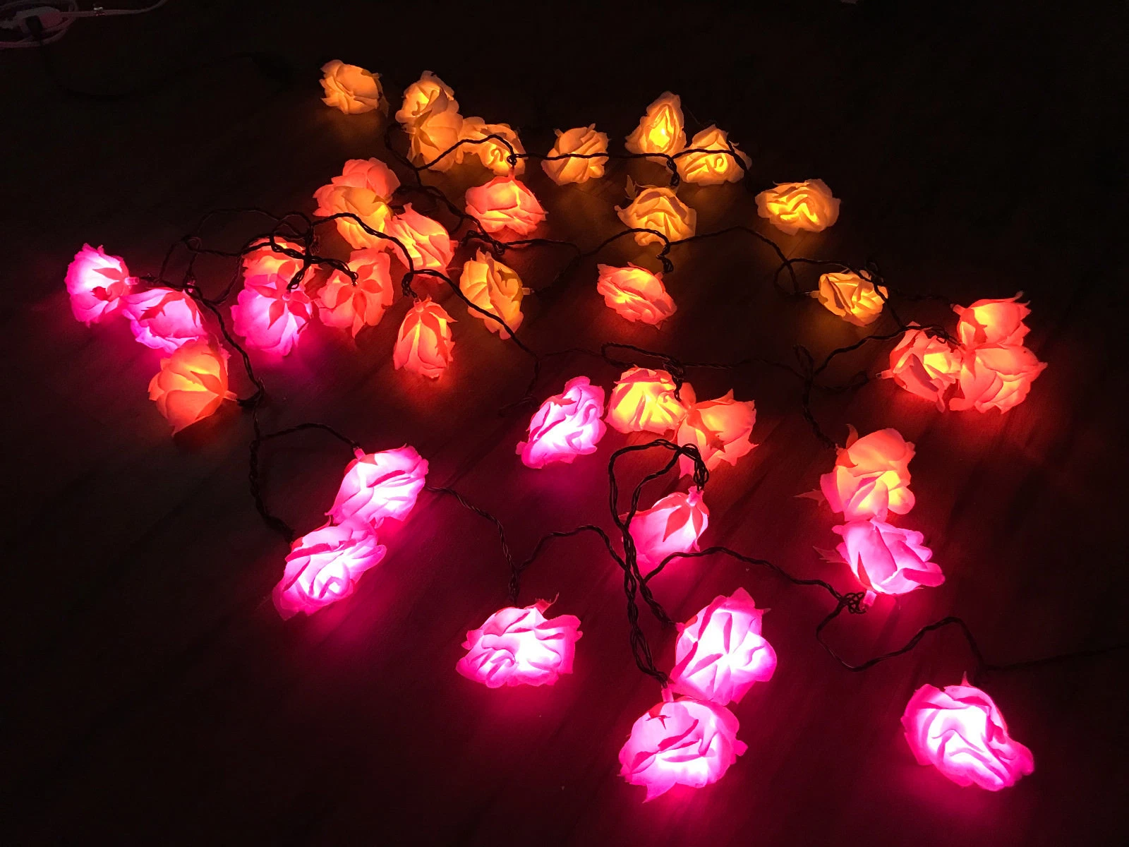 Led Romantic Flower Rose Light Pink Orange Yellow Decor Exterior Outdoor Plugin