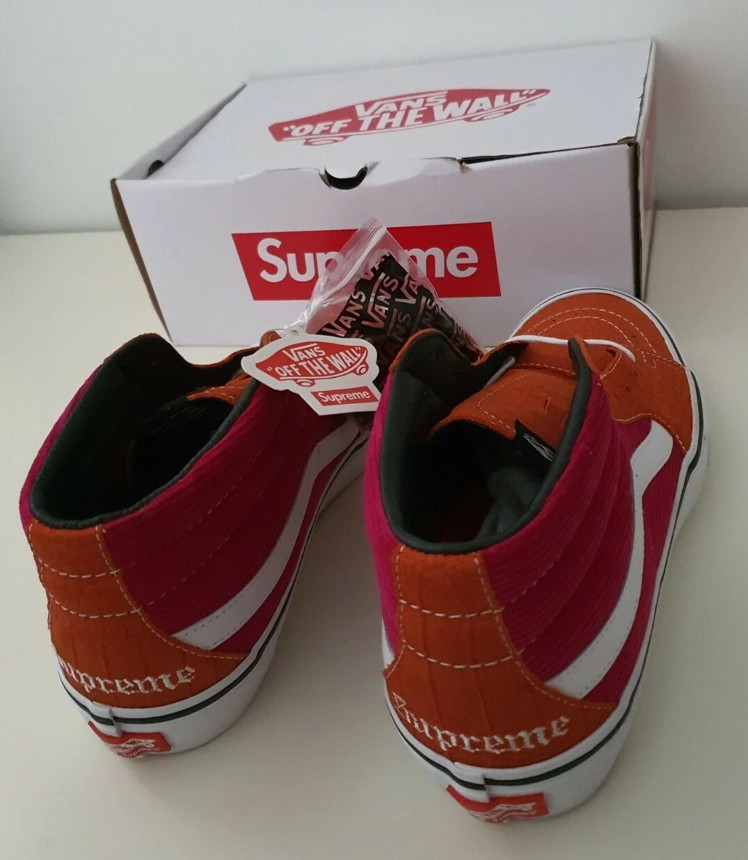 SS18 Supreme x Vans Sk8 Mid Croc velours côtelé fuchsia baskets UK 8 US 42 rouille