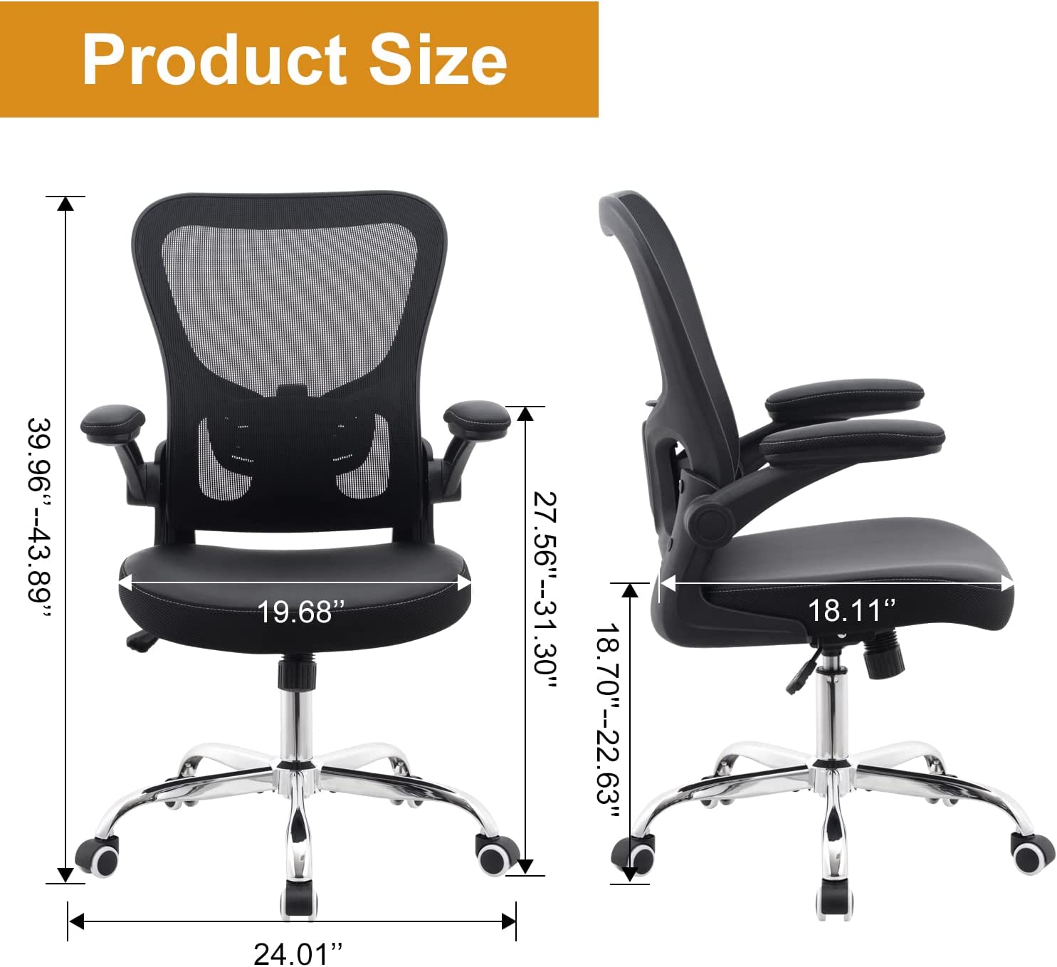 X XISHE Office Chair,Pu Cushion Ergonomic Desk Chair,Mesh Mid Back