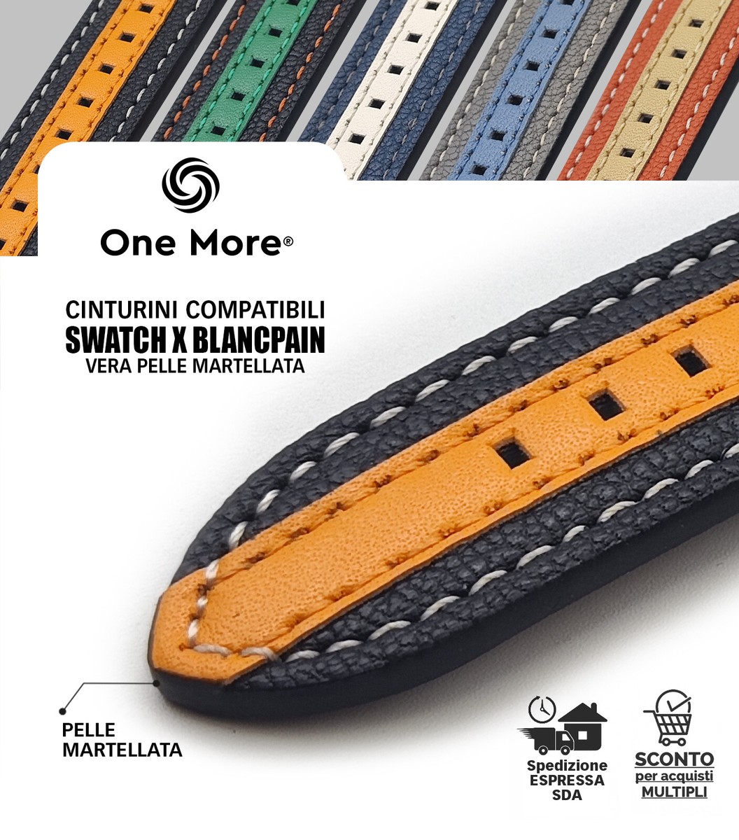 Swatch X Blancpain Fifty Fathoms 22mm Compatible Hammered Leather Strap - Main Image