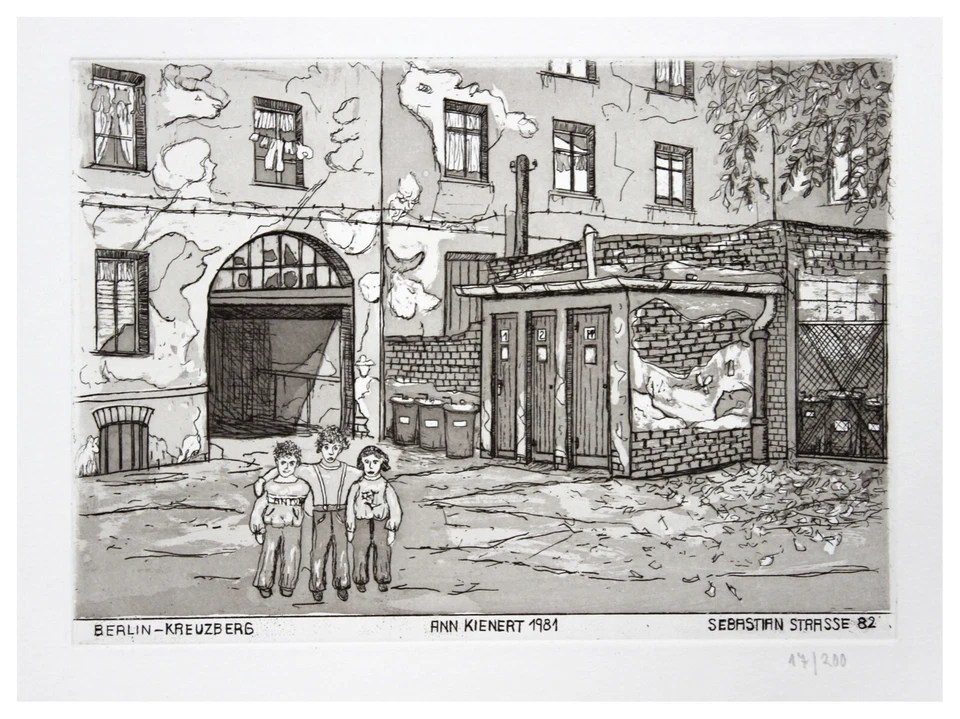Ann Kienert Radierung 1981 Sebastian Straße 82 Berlin Kreuzberg Urban Street Art