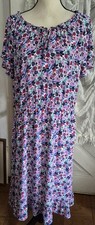 Talbots Plus 14W fit and flare dress Purple floral Skirt lined Womens