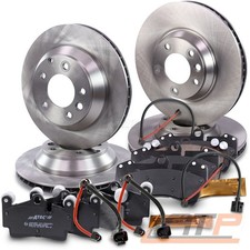 4x BREMSSCHEIBE+BREMSBELÄGE+WARNKONTAKT VORNE+HINTEN FÜR VW TOUAREG 7L