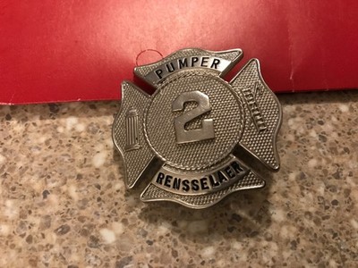 Rensselaer NY FD Pumper 2 Breast Badge Circa 1970 s