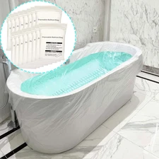 Disposable Bathtub Cover 24 Pcs, Large Plastic Bathtub Liner Bag for Travel and 