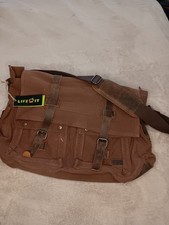 Lifewit Brown Canvas Messenger Laptop Bag Lea...
