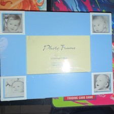 Blue White Baby Photo Frame with 5 Openings Nursery Decor Multi-Photo Display