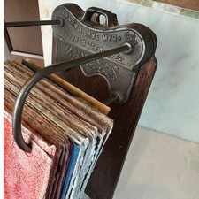 Antique Yawman & Erbe Cast Iron Wall File 1879 Mounted Wood Base Handmade Paper