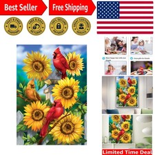 Sparkling Diamond Painting Kit, Cardinals Sunflowers - Stress Relief Art 12x16