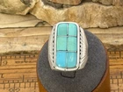 Vintage Navajo Native Sterling Silver Mosaic Turquoise ring sz 10--1215.26