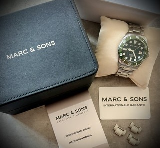MARC & SONS TAUCHERUHR AUTOMATIK STAHL / SAPHIR / KERAMIK FULL SET TOP !