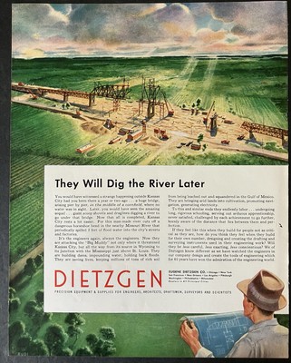 1950 Dietzgen Co. Precision Equipment Dig The River Later Color Vintage Print Ad