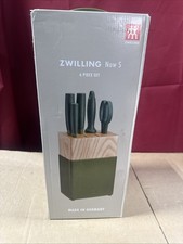 ZWILLING Now S 6pc Knife & Shears Set Lime Green w/ Ash Wood Block NEW