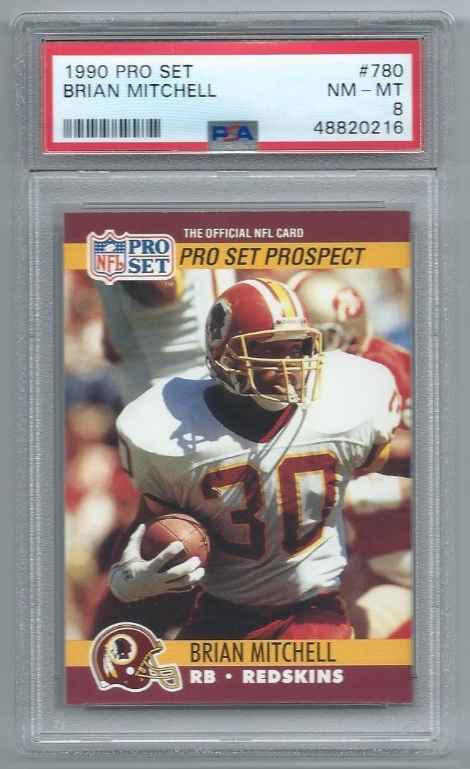 1990 Pro Set #780 Brian Mitchell RC Rookie PSA 8 NM-MT Redskins