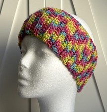 Crochet Headband One Size Ear Warmer Multicolored Fall Winter Handmade