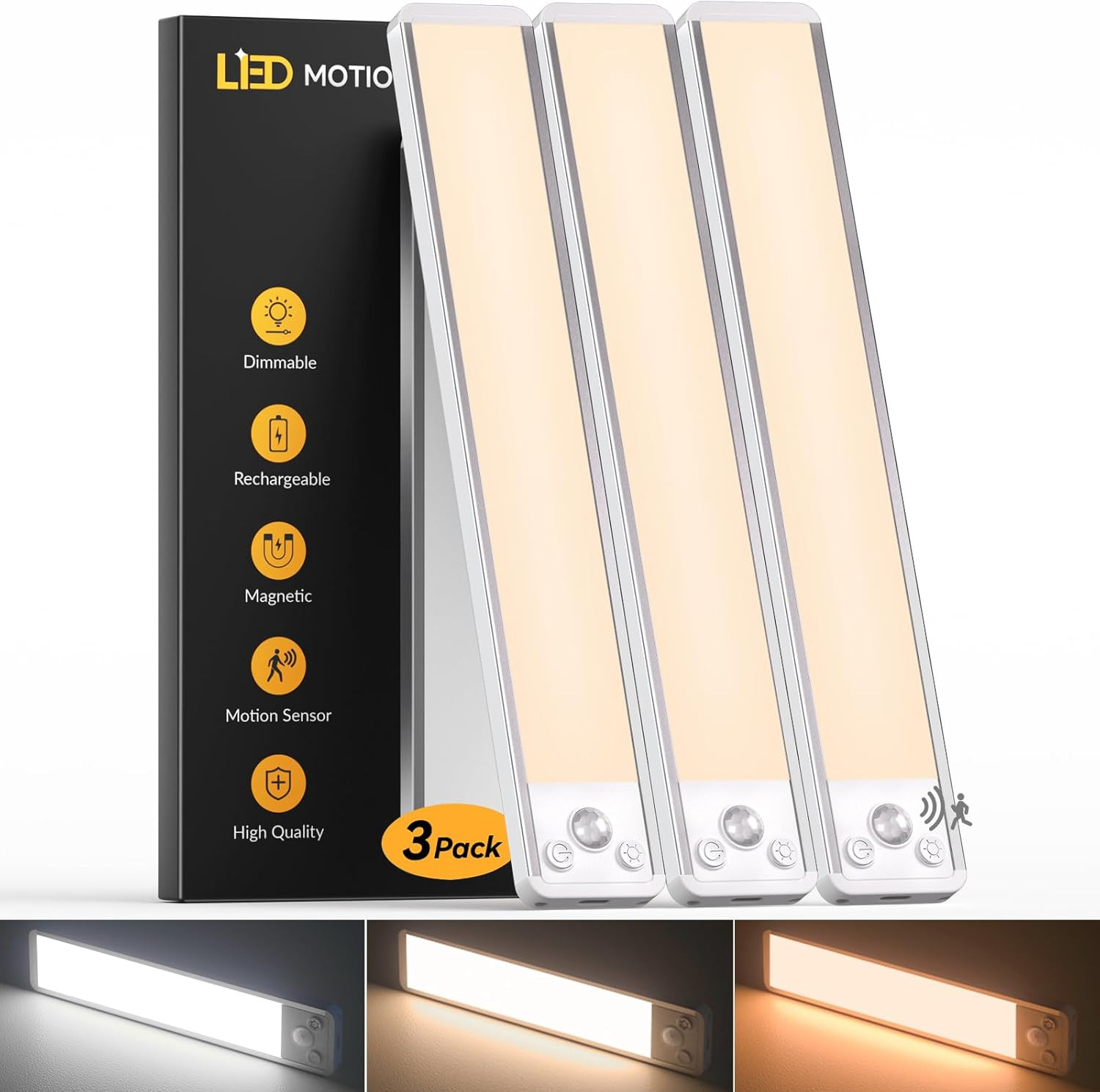 Réglette LED cuisine 30cm en aluminium avec capteur de présence automatique